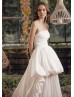 Strapless Ivory Pleated Satin Unique Wedding Dress Strapless Ivory Pleated Satin Unique Wedding Dress